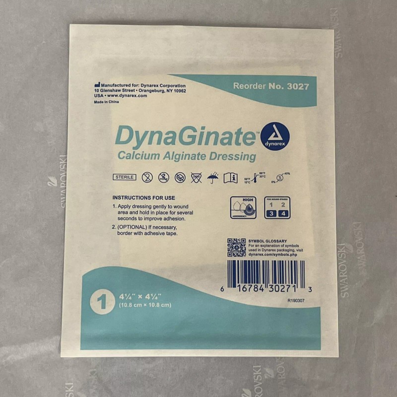Dynarex #3027 DynaGinate Calcium Alginate Dressings, 4.25" x 4.25" -