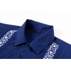 Men's Guayabera Shirts Short Sleeve Casual Snap Shirts(Navy 2XL)