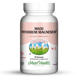 Maxi Health Potassium Magnesium - Energy Support - Heart & Muscle Formula - 90 Capsules - Kosher (Pot)
