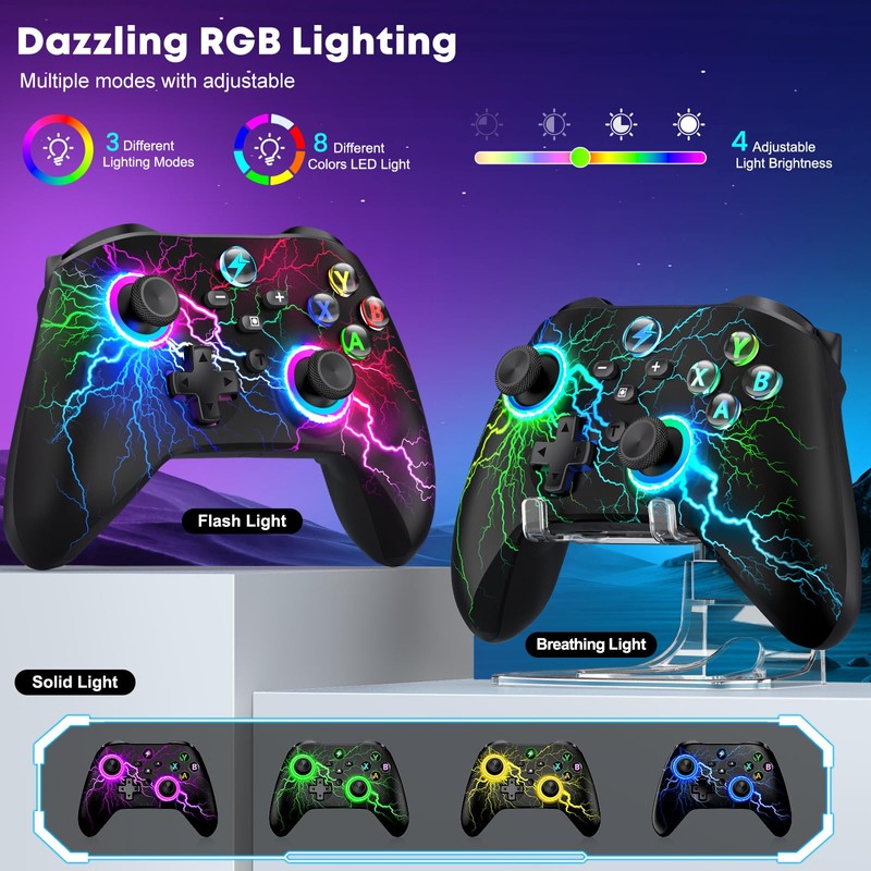 GAMSINGY Wireless PC Gaming Controller -RGB Lightning Pro Gamepad for