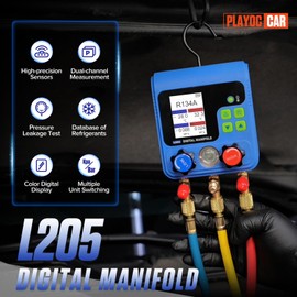 PLAYOCCAR HVAC Gauges 92 Refrigerant Digital Manifold Gauge Kits with TFT LCD, Dual Pressure Test for R134A R32 R410A R11 R12 R422 R600 Refrigerant Charging Kit Vacuum Air Conditioning Gauge