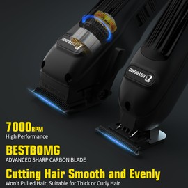 BESTBOMG® Hair Clippers for Men, Professional Hair Clippers, Beard Trimmer& Rechargeable Shaver Set, Metal T-Blade, LED Display, Barber Hair Cutting Kit for Men Grooming & Gifts, BS-808A (Black)