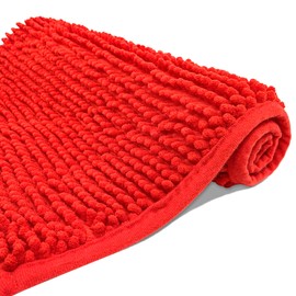 Eanpet Tapete de baño de felpilla antideslizante, de microfibra para niños, ultra suave, lavable, secado rápido, absorbente de agua, tapete de ducha (19.6 x 31.5 pulgadas, rojo)