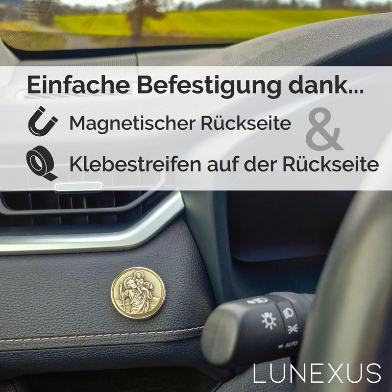 LUNEXUS Christopher Car Magnet Diameter 3.6 cm - Saint Christopher