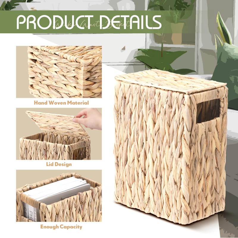 Vesici 3 Gallon Wicker Waste Basket with Lid Wicker Trash