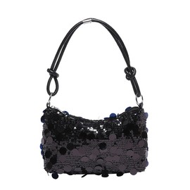 XFSRG Women's Medium Silver Sequin Small Handbag for Party and Evening Events, black, L