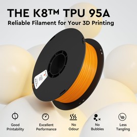 Kexcelled TPU Filament 1.75mm,Gray TPU 95A Flexible Soft 3D Printer Filament,1 kg Spool (2.2lbs), Excellent Elasticity,Fit Most 3D FDM Printers