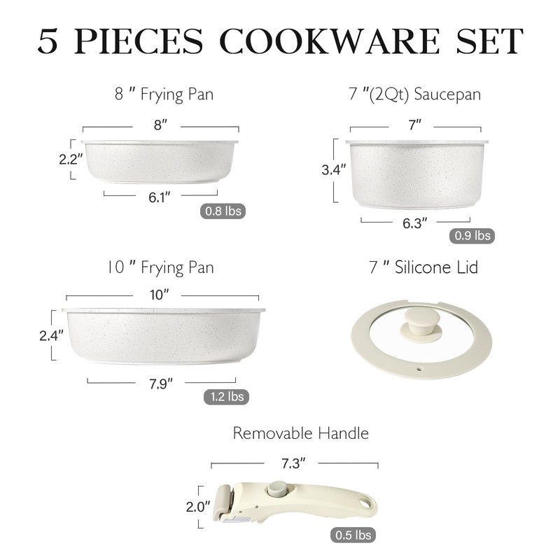 GiPP 5Pcs Pots and Pans Set Non Stick, Cookware Sets