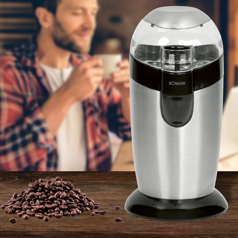 Bomann elektrische Kaffeemühle, Kaffeemühle mit Edelstahlschlagmesser, Fassungsvermögen 40 g, 120-Watt