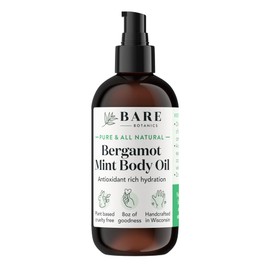 BARE BOTANICS 8oz Bergamot Mint Body Oil | 100% Pure & Natural Oils for Skin | Perfect for Moisturization | Vegan Cruelty-Free