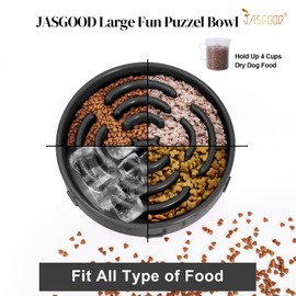 Slow Feeder Dog Bowls for Large Dogs Anti-Chocking Slower Feeder Dog Puzzle Bowl Pet Slow Eating Interactive Bloat Stop Dog Food Bowl JASGOOD,Dark Gray,Large