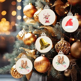 40 Pieces Wooden Ornaments with 40 Pieces Twine Ropes for Crafts Paints Christmas Tree Hanging Decorations DIY Crafts