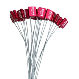20x 40cm Red Barrier Cable Seals – Tamper-Proof Steel Strap, Barcode & Serial Number, Self-Locking for Containers, Trailers, Tankers, Cargo, Warehouses, Roll Cages & Rail Freight