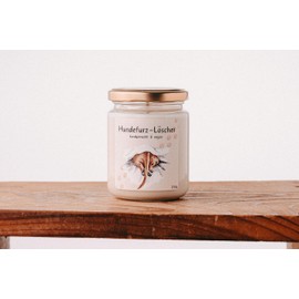 Duftkerze Hundefurzlöscher | Lustiges Geschenk für Freunde, Familie, Liebsten zum Geburtstag, Weihnachten, Abschied oder "nur so" (Aprikose & Freesie)