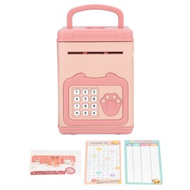 Fingerprint Password Cash Piggy Bank for Kids Auto Scroll Paper Interactive Piggy Bank Electronic ATM With Child Music Pink