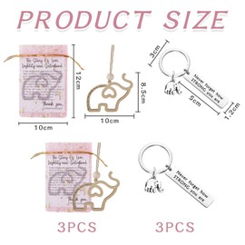 GTYHH Pack of 3 wooden elephant decorations and 3 elephant key rings, with 3 pink packaging bags, friendship pendants, creative and cute pendants