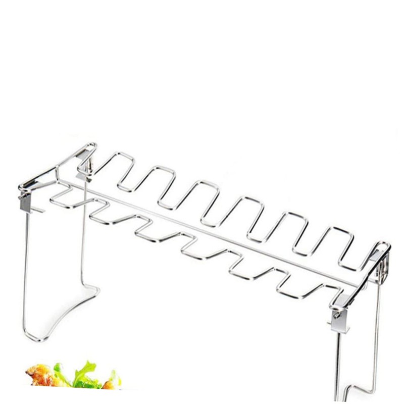 Sosoport Bbq Folding Stainless Steel Chicken Leg Rack Portable Cooking
