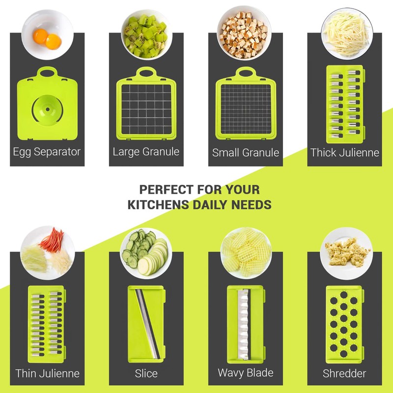 ADOV Vegetable Chopper, 14 in 1 Multi-Function Kitchen Mandoline Slicer,