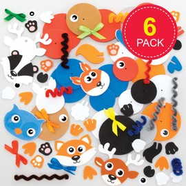 Baker Ross FE847 Woodland Animal Stacking Kits - Pack of 6, Foam Crafts for Kids to Assemble, Decorate and Display, Great as a Gift for Creative Children.