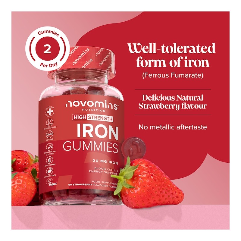 Novomins Iron Vitamins 60 Gummies 30 Days Supply