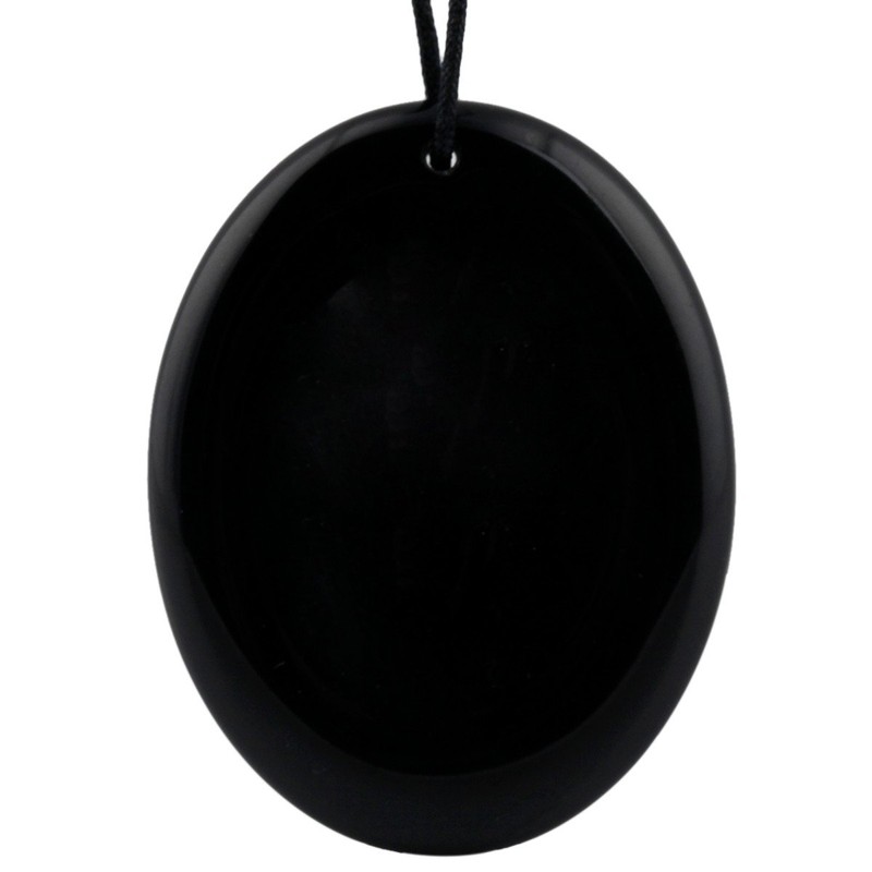 mookaitedecor Obsidian Thumb Stone Pendant, Crystal Gemstone Massage Stone with