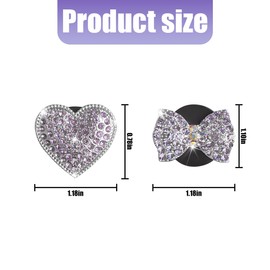 Sandfren Bling Car Air Vent Clip, 2PCS Crystal Rhinestone Diamond Automotive Heart Shape Clip Charm, Cute Sparkling Vehicle Interior Decoration Accessories, Universal for SUV Sedan Trucks (Purple)