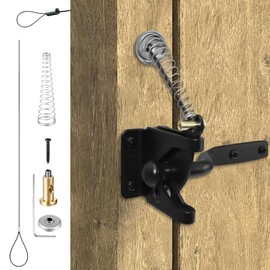 MARRTEUM Heavy Duty Self Locking Gate Gravity Latch Automatic Spring Loaded Gate Latches with Cable Pull for Secure Pool, Wooden Fence, Metal Gates, Garden Shed