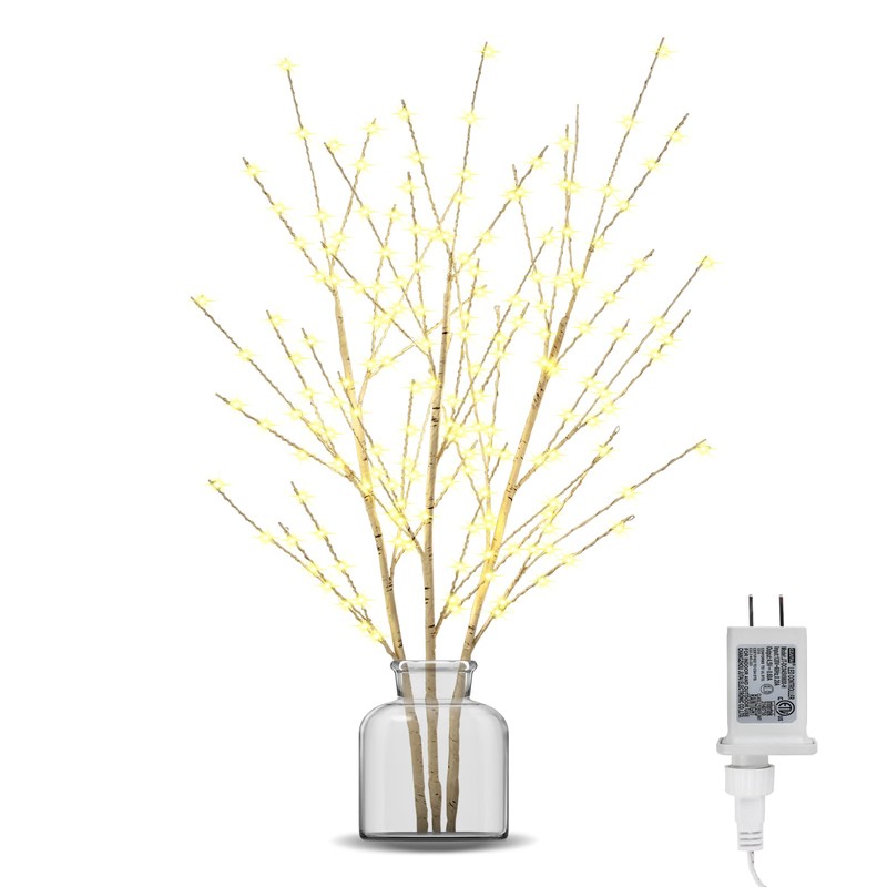 Lighted Birch Branches Plug in with Timer 33IN 180 LED