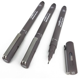 Uni Pin Fineliner Drawing Pen - Dark Grey Tone - 0.5mm - Box of 12