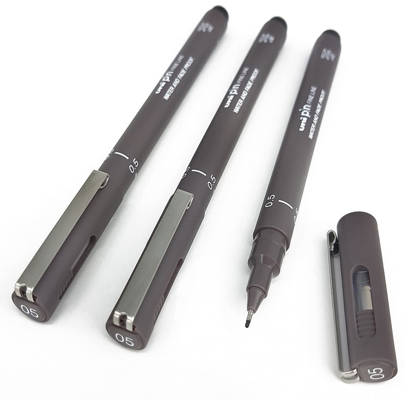 Uni Pin Fineliner Drawing Pen - Dark Grey Tone -