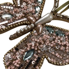 Unbranded Christmas Ornament Butterfly Beaded Sequins Pink Gold Holiday Tree Decoration