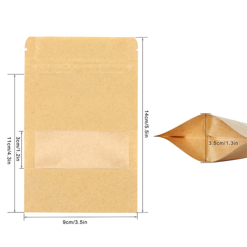 SumDirect 50Pcs 9x14cm Bolsas de Papel Kraft con Cierre, Bolsas