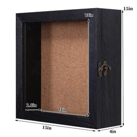 15x15x4 Shadow Box, Exterior Depth 4in Extra Deep Shadow Box Frame for Pictures, Photos and Keepsake(Black)