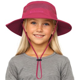 Durio Outdoor Kids Sun Hat UPF50+ Sun Protection Kids Bucket Hat Wide Brim Fishing Beach Hiking Safari Hats for Boys Girls Rose Red 5-13 Years