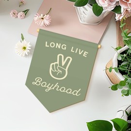 MOTERMATE Long Live Boyhood Nursery Sign Decor for Boys, Gender Neutral Green Nursery Little Baby Boy Kids Toddler Room Front Door Wall Hanging Decor Decorations for Boys Bedroom Playroom, 8x10 Inch