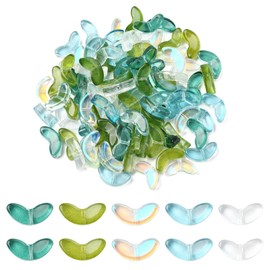LiQunSweet 100 Pcs Transparent Glass Beads Leaf Beads Glass Spacer Beads for Jewelry Bracelet Necklace Making, Small