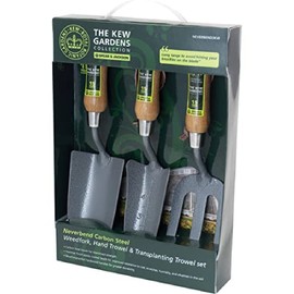 Spear & Jackson NEVERBEND3KW Kew Gardens Collection Neverbend Carbon Steel 3-Piece Gift Set, Grey