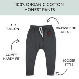 HonestBaby Multipack Honest Pants Joggers Pull on 100% Organic Cotton for Infant Baby and Toddler, Boys, Girls, Unisex, Academy Patch