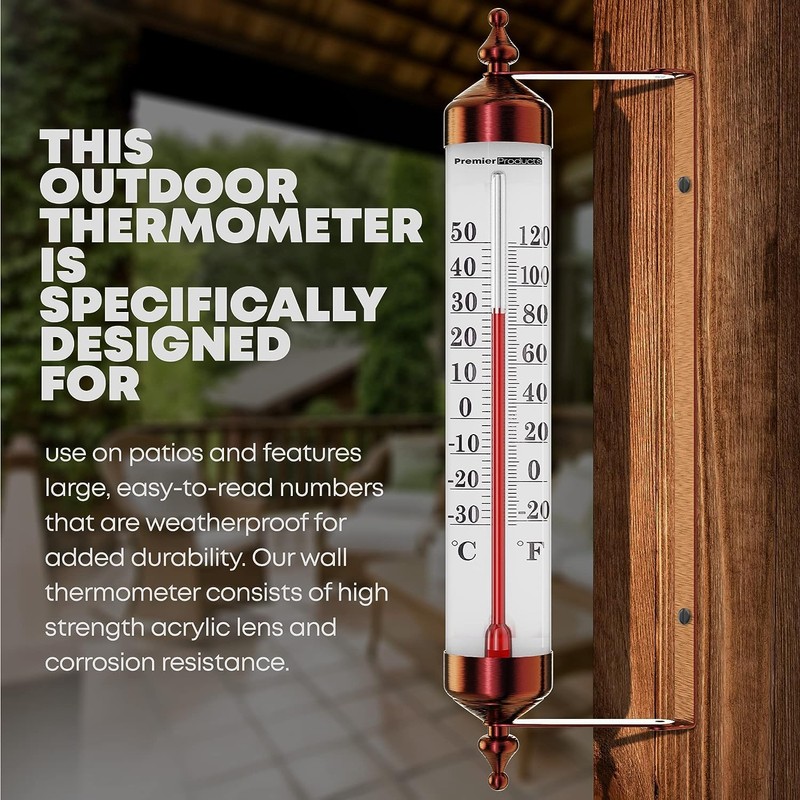 Steel Thermometer Indoor/Outdoor Waterproof Decorative (Adjustable Angle)