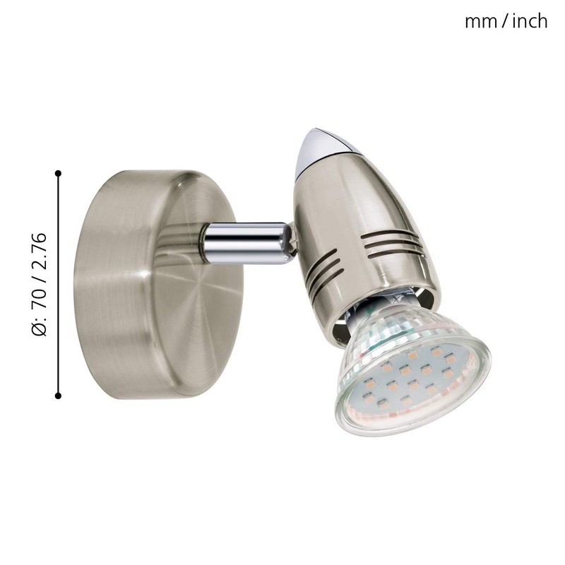 EGLO Spotlight, Steel GU10, 3 W, Satin Nickel, Chrome