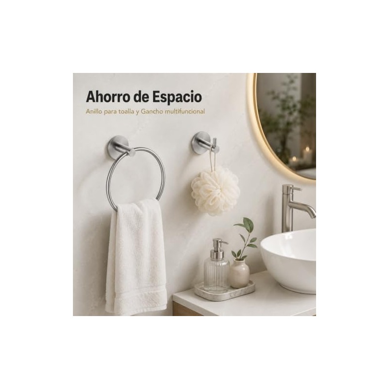 Juego de 4 Piezas Accesorios de Baño Negro Mate (Gris