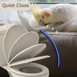 Aünsffer Round Toilet Seat with Quick Release, Round 16.5 Inch Toilet Seat Soft Close,Quick Installation & Release, Almond, Plastic