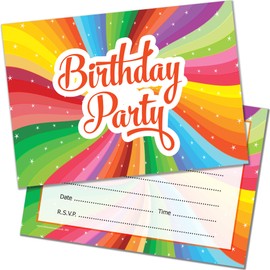 Olivia Samuel 20 x Children's Bright Unisex Birthday Party Invitations. Multipack of 20 Invites with Envelopes (No Age)