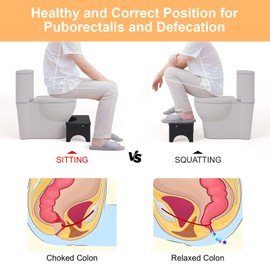 Uaniar Black Poop Stool Adult, Bamboo Wooden Toilet Stool Squat, Squatting Pooping Stools for Adults, Wood Toilet Foot Potty for Bathroom, Black