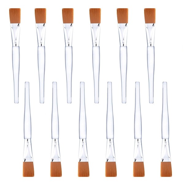 BUWUSMU Facial Mask Brushes - Makeup Brushes and Cosmetic Tools with Clear Plastic Handles, 5 Pack (Silver with Yellow Bristles)