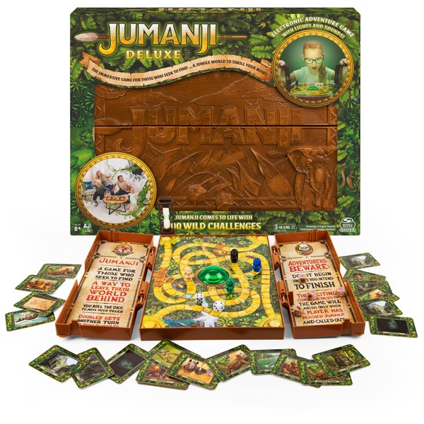 Jumanji Deluxe Game, Immersive Electronic Version of The Classic Adventure Movie Board Game, with Lights and Sounds, for Kids & Adults Ages 8 and up