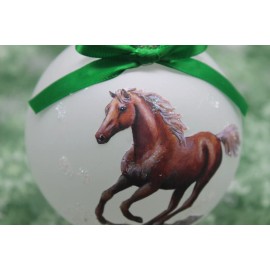 H607 Hand-made Christmas Ornament HORSE sorrel flaxen mane tail running gallop