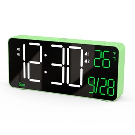KOSUMOSU LED Clock Digital Table Clock for Bedroom Alarm Clock 6.7 Inch Small Digital Table Clock for Classroom with Automatic Light Adjustment/Dual Alarm/Date/Day of the Week/Seconds or Room