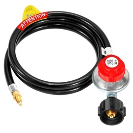 GasSaf 5FT Adjustable Propane Regulator with Hose, High Pressure Propane Regulator Hose Suitable for Burners, Turkey Fryers, Forge, etc - 1/8" Male Orifice Connector