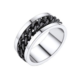 Mens Spinner Ring Big Chunky Wide Band Thumb Ring Stainless Steel Black Figit Rings For Anxiety Men Jewelry
